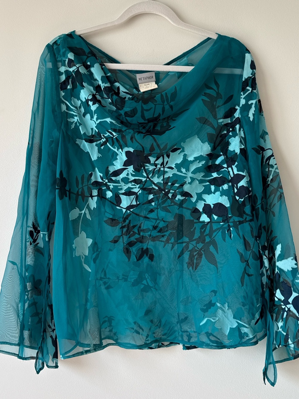 Vintage Metaphor Y2K teal floral boho whimsigoth fairy top size L